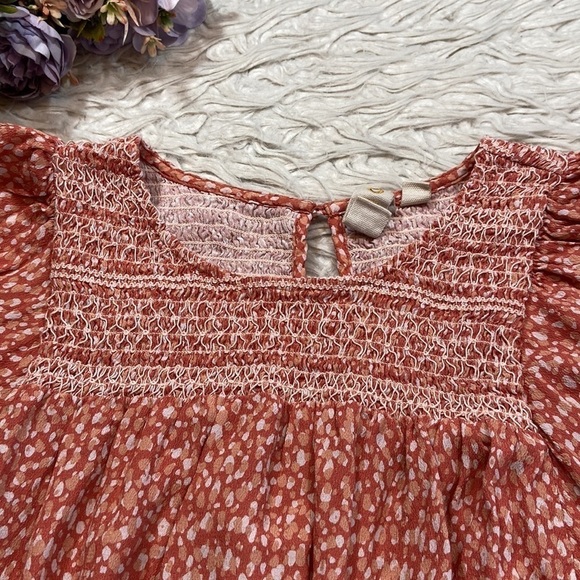 Anthropologie Dolan Rebecca Dot Smocked Short Sleeve Top sz S - Picture 5 of 11